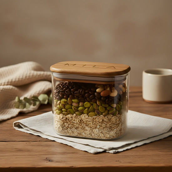 Glass Jar with Wooden Lid S